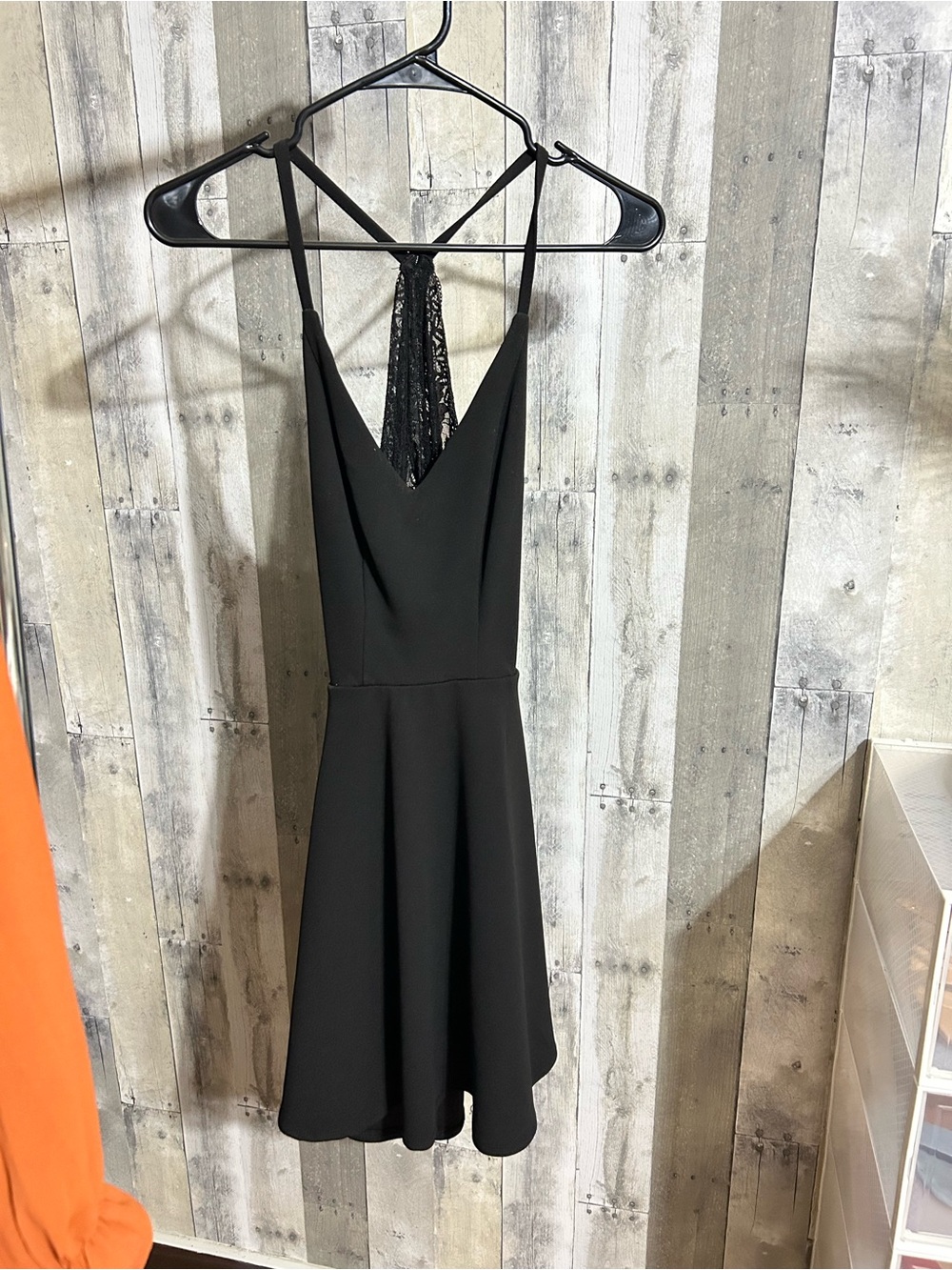 Speechless Black Lace Back Fit & Flare Cocktail Dress XS Little Black Dress